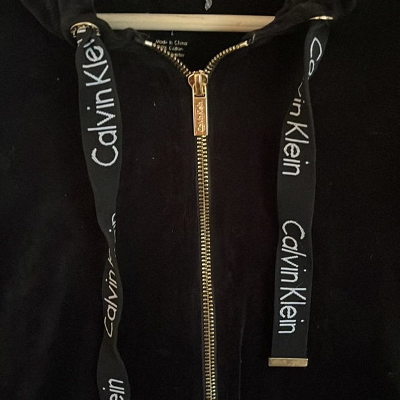 Calvin Klein Plush Zip Up Hoodie Spell Out - Picture 2 of 3